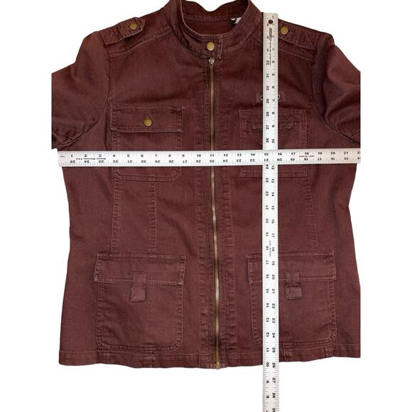 Womens Caribbean‎ Joe Brown Corduroy Jacket Long Sleeve Mandarin Collar Zip Up L - Picture 6 of 8